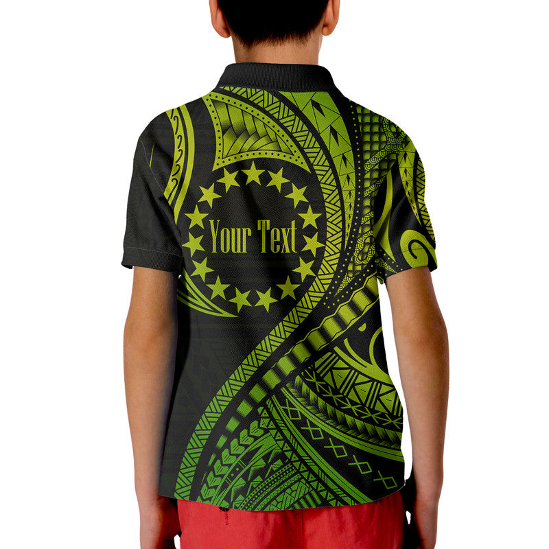 Custom Cook Islands Polo Shirt Green Polynesian Wave Style LT9 - Polynesian Pride