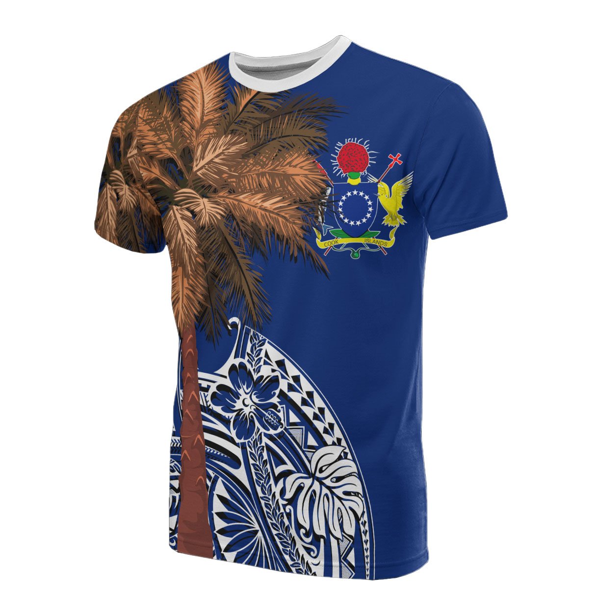 Cook Islands T Shirt Polynesian Palm Tree Flag Unisex Blue - Polynesian Pride