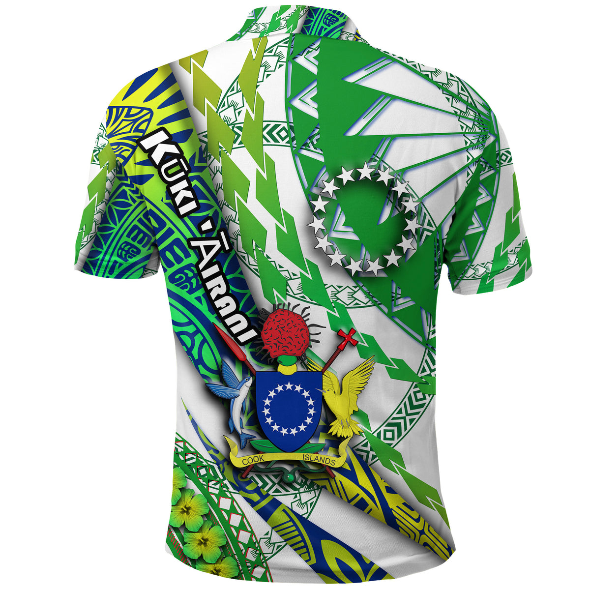 Cook Islands Polo Shirt Artsy Style White LT9 - Polynesian Pride