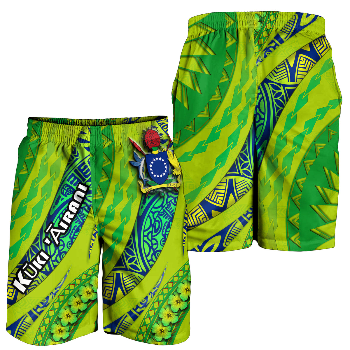 Cook Islands Men Short Artsy Style - Green LT9 - Polynesian Pride