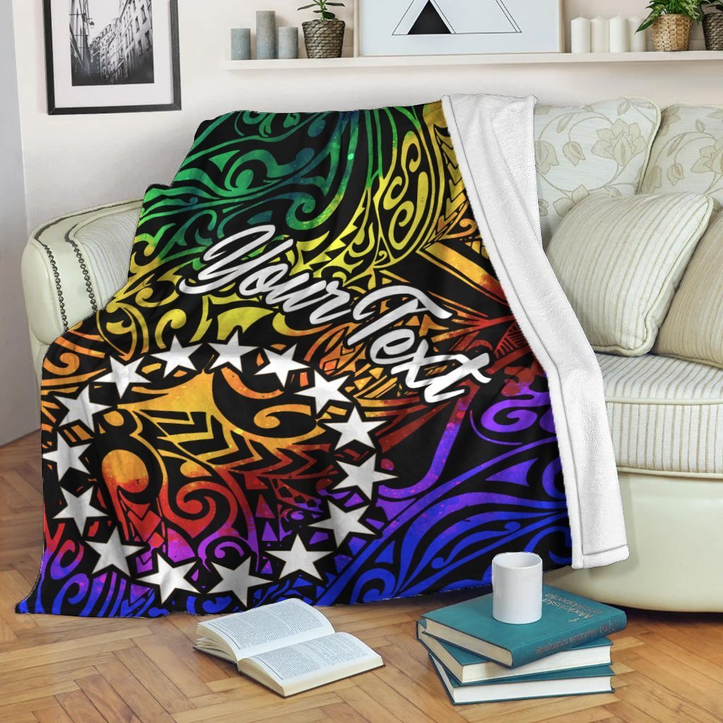 Cook Islands Custom Personalised Premium Blanket - Rainbow Polynesian Pattern - Polynesian Pride