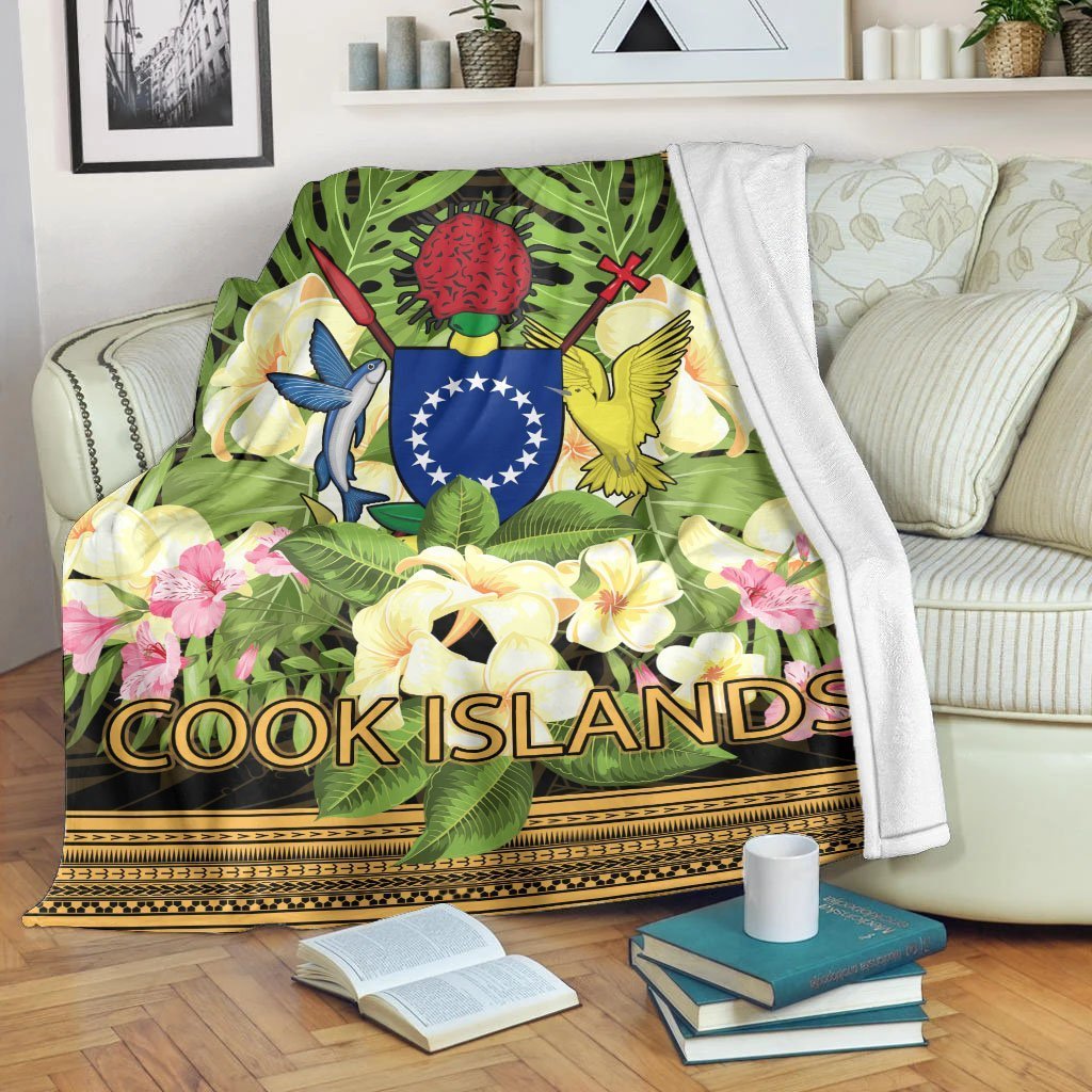 Cook Islands Premium Blanket - Polynesian Gold Patterns Collection White - Polynesian Pride