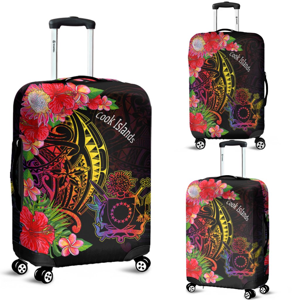 Cook Islands Luggage Covers - Tropical Hippie Style Black - Polynesian Pride