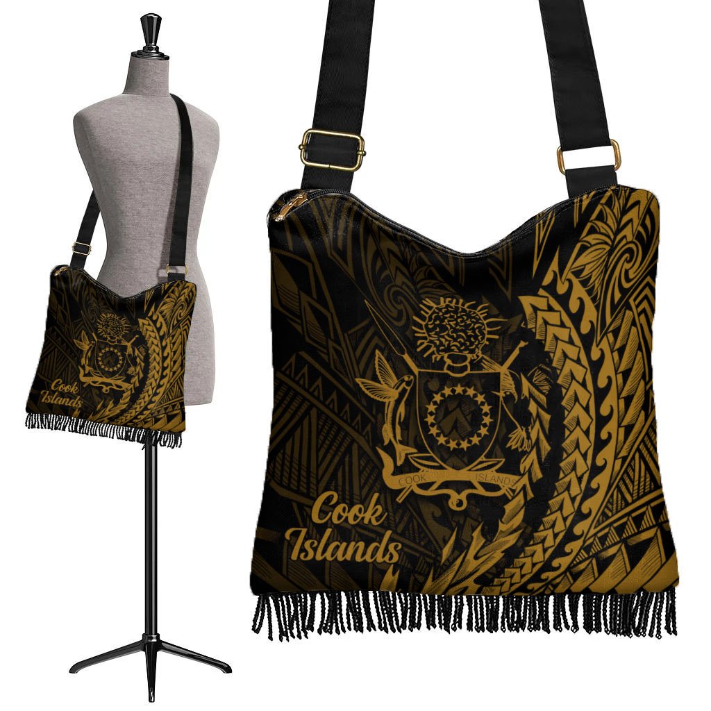 Cook Islands Boho Handbag - Wings Style One Size Boho Handbag Black - Polynesian Pride