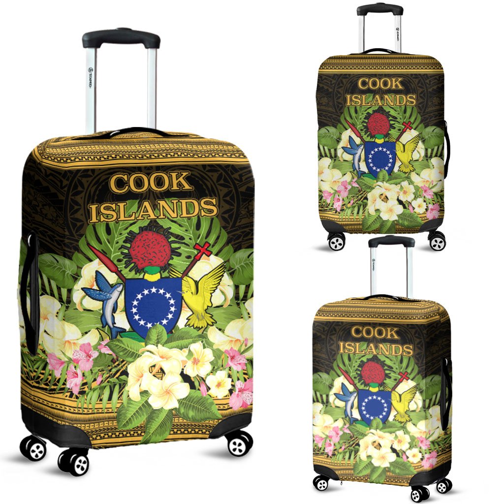 Cook Islands Luggage Covers - Polynesian Gold Patterns Collection Black - Polynesian Pride