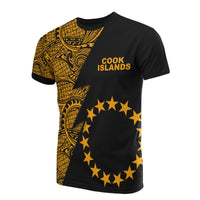 Cook Islands T Shirt Polynesian Pattern Gold Flash Style Unisex Gold - Polynesian Pride