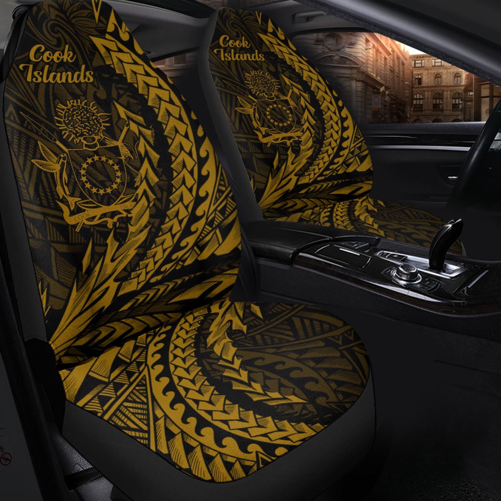 Cook Islands Car Seat Cover - Wings Style Universal Fit Black - Polynesian Pride