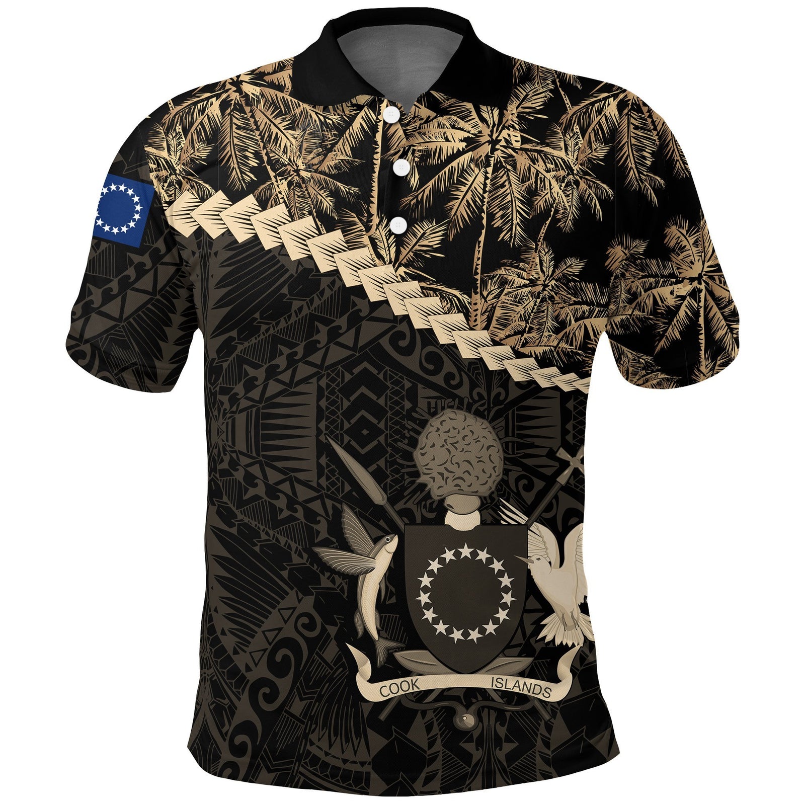 Cook Islands Polo Shirt Golden Coconut 01 Golden - Polynesian Pride