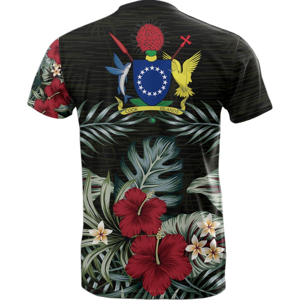 Cook Islands T Shirt Polynesian Flag Hibiscus Palm Leaves - Polynesian Pride