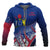 Cook Islands Coat of Arms Zip up Hoodie Polynesian Pattern Unisex Blue - Polynesian Pride