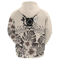 Cook Islands Zip Hoodie The Beige Hibiscus - Polynesian Pride