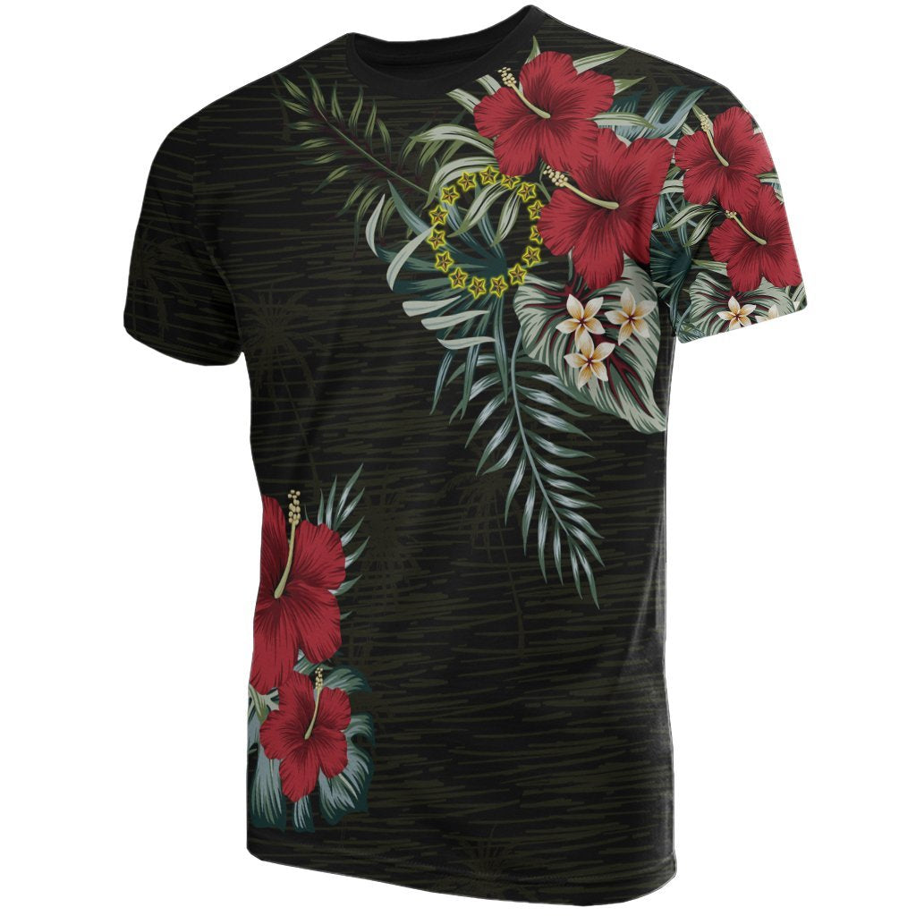 Cook Islands T Shirt Polynesian Flag Hibiscus Palm Leaves Unisex Black - Polynesian Pride