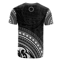 Cook Islands All Over T Shirt Cook Islands Coat of Arms Polynesian Tribal Black Version - Polynesian Pride