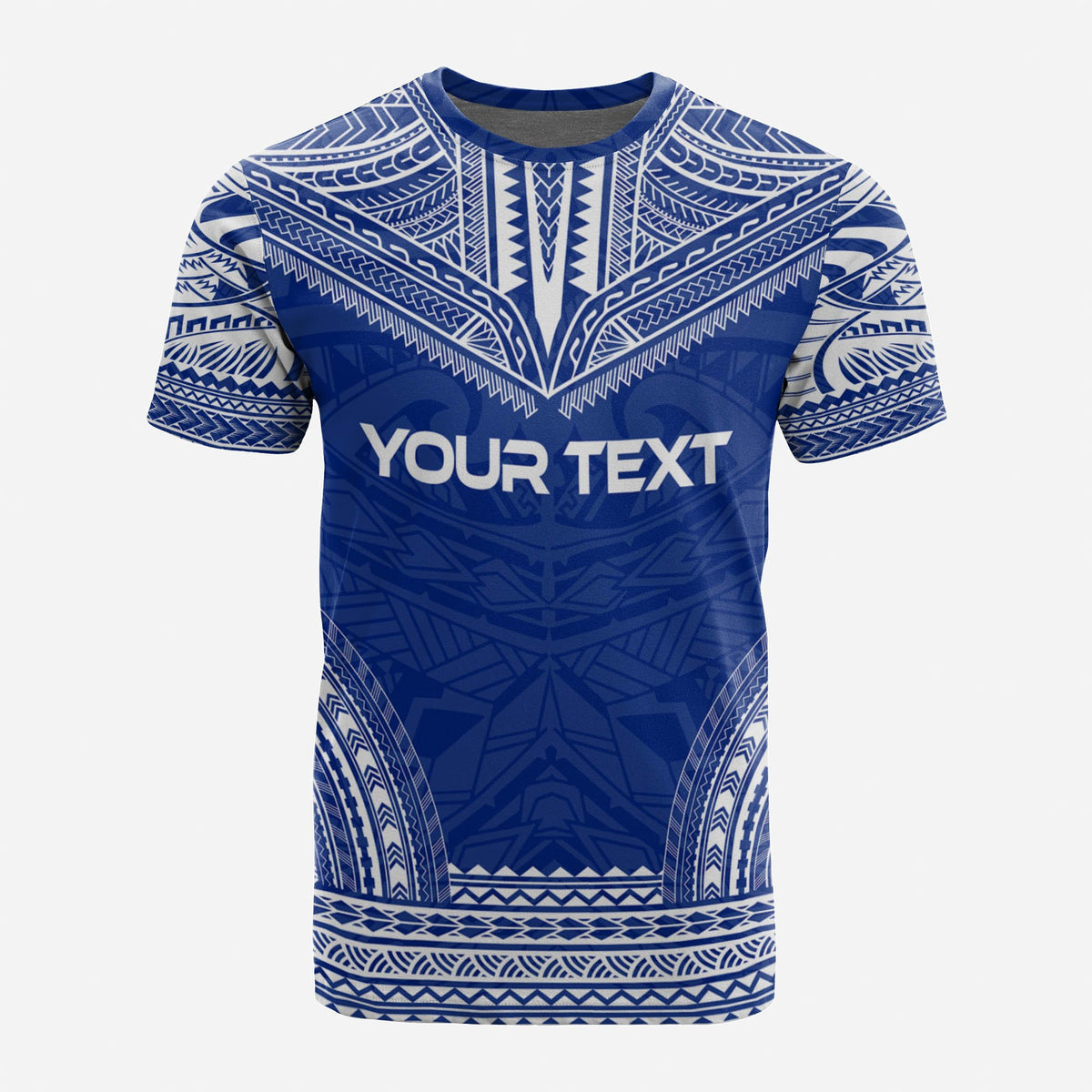 Cook Islands Custom T Shirt Cook Islands Flag Polynesian Chief Tattoo Blue Version - Polynesian Pride