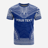 Cook Islands Custom T Shirt Cook Islands Flag Polynesian Chief Tattoo Blue Version - Polynesian Pride