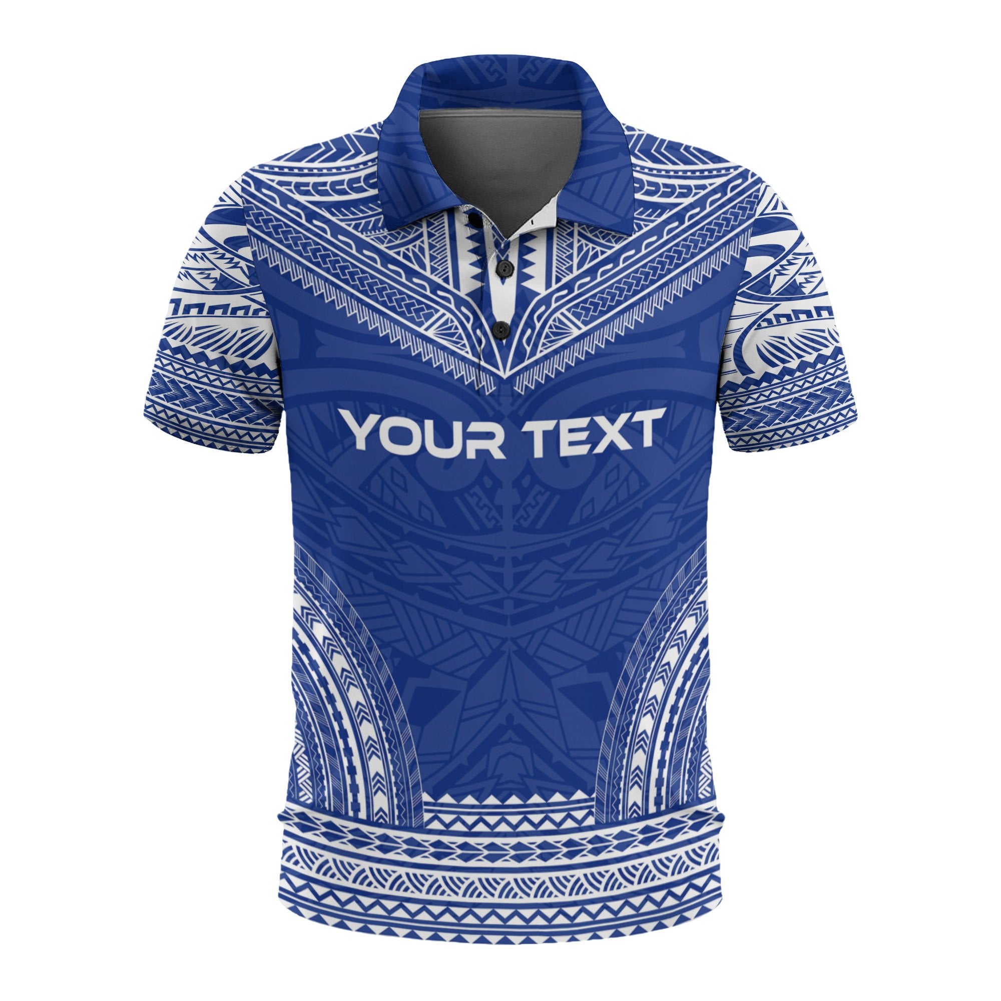 Cook Islands Custom Polo Shirt Cook Islands FLag Polynesian Chief Tattoo Blue Version Unisex Blue - Polynesian Pride