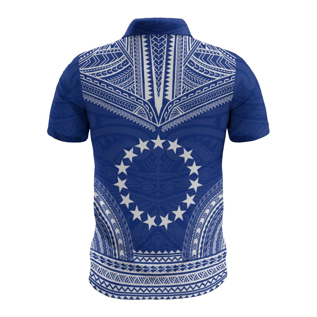 Cook Islands Polo Shirt Kuki Airani Flag Polynesian Chief Tattoo Flag Version - Polynesian Pride