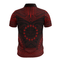 Cook Islands Custom Polo Shirt Cook Islands FLag Polynesian Chief Tattoo Red Version - Polynesian Pride