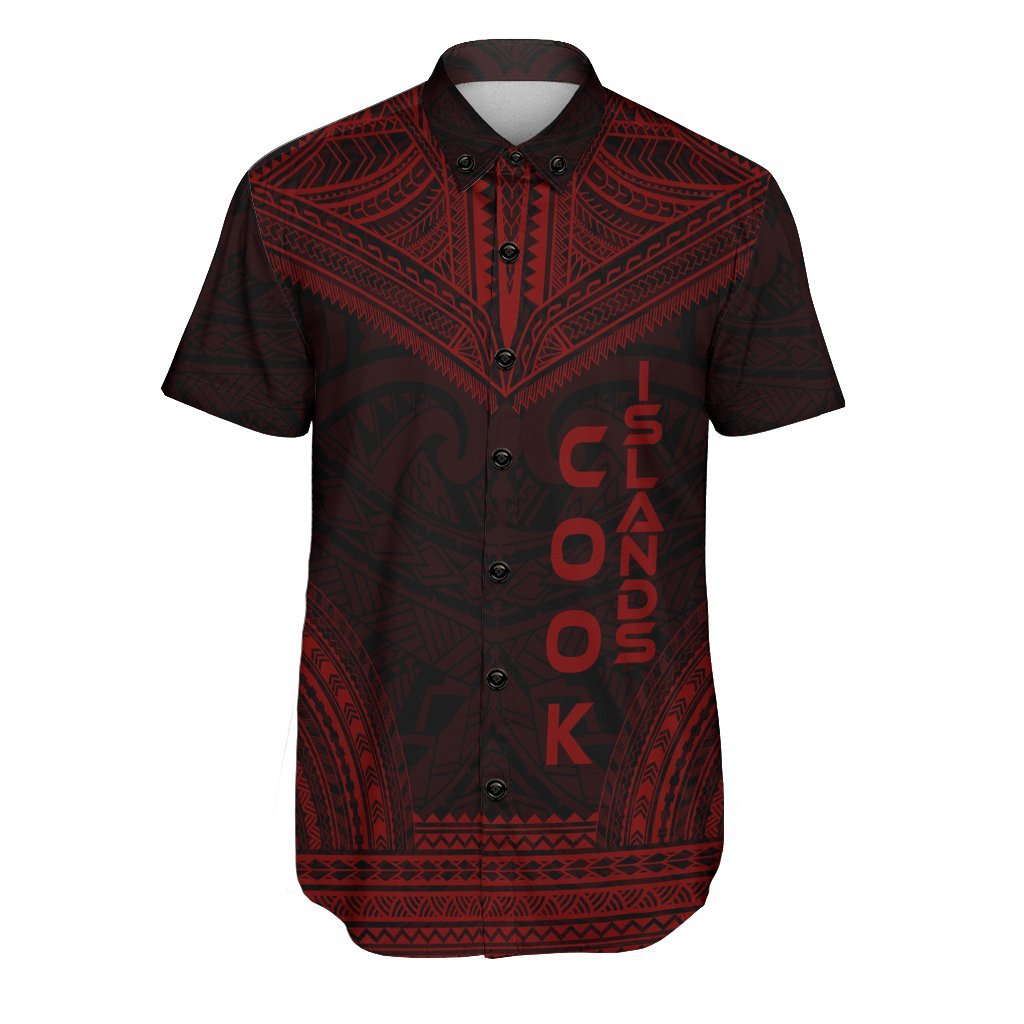 Cook Islands Polynesian Chief Shirt - Red Version Men Red - Polynesian Pride