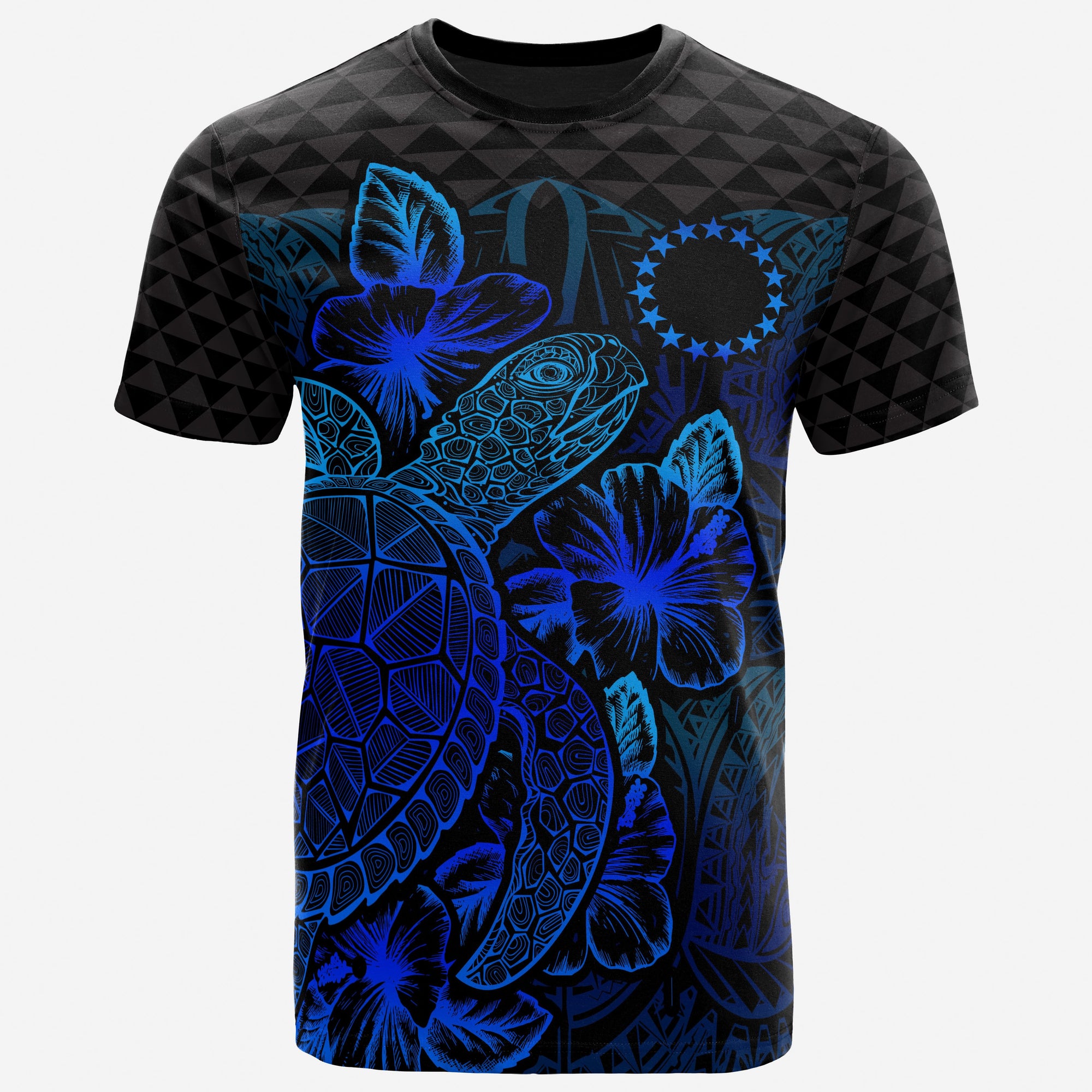 Cook Islands T Shirt Polynesian Flag Turtle Hibiscus Blue Unisex Blue - Polynesian Pride