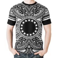 Cook Islands T Shirt Polynesian Coat of Arms Polynesian White Black - Polynesian Pride