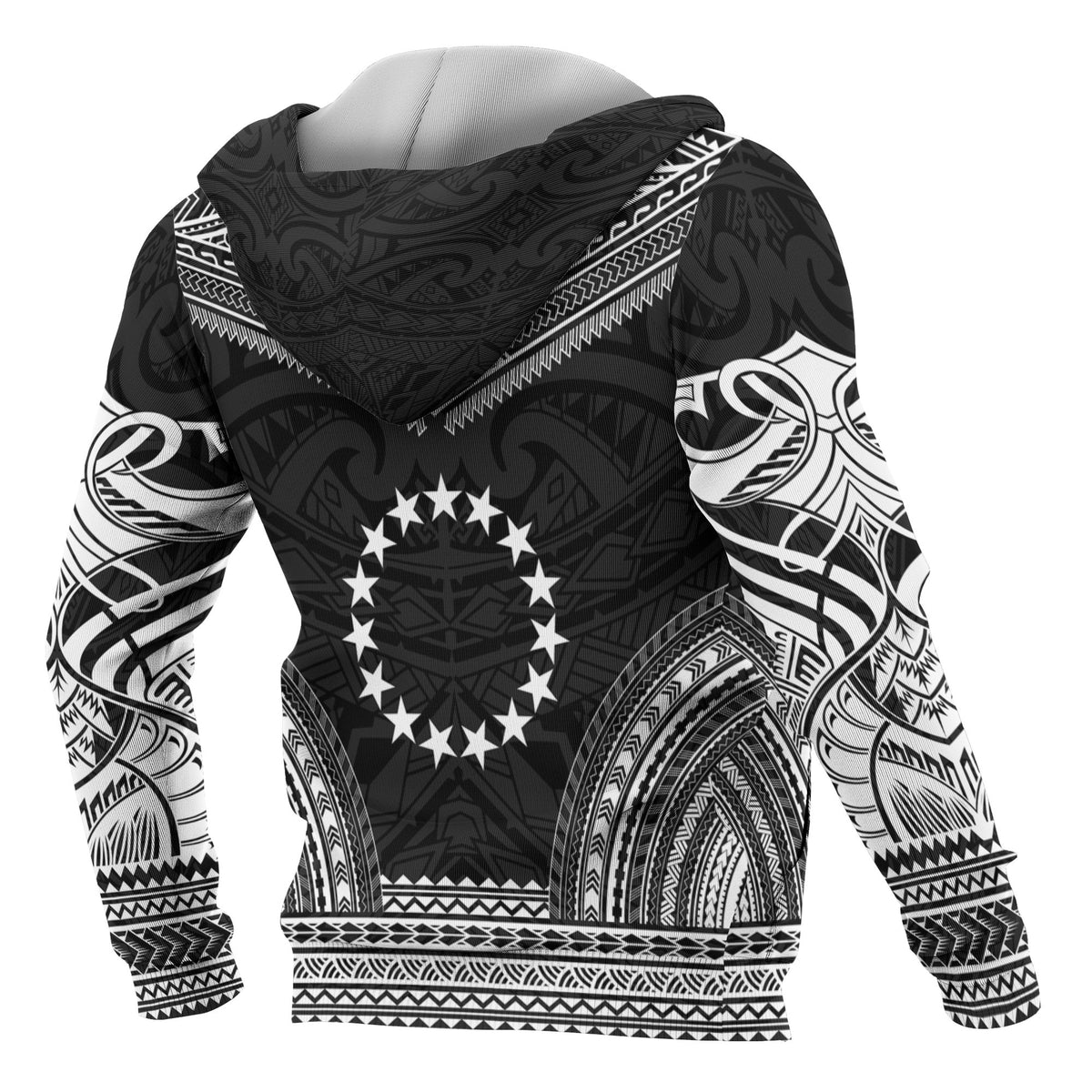 Cook Islands Polynesian Chief Custom Zip up Hoodie Black Version - Polynesian Pride