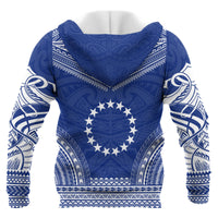 Cook Islands Polynesian Chief Custom Zip up Hoodie Flag Version Unisex Blue - Polynesian Pride