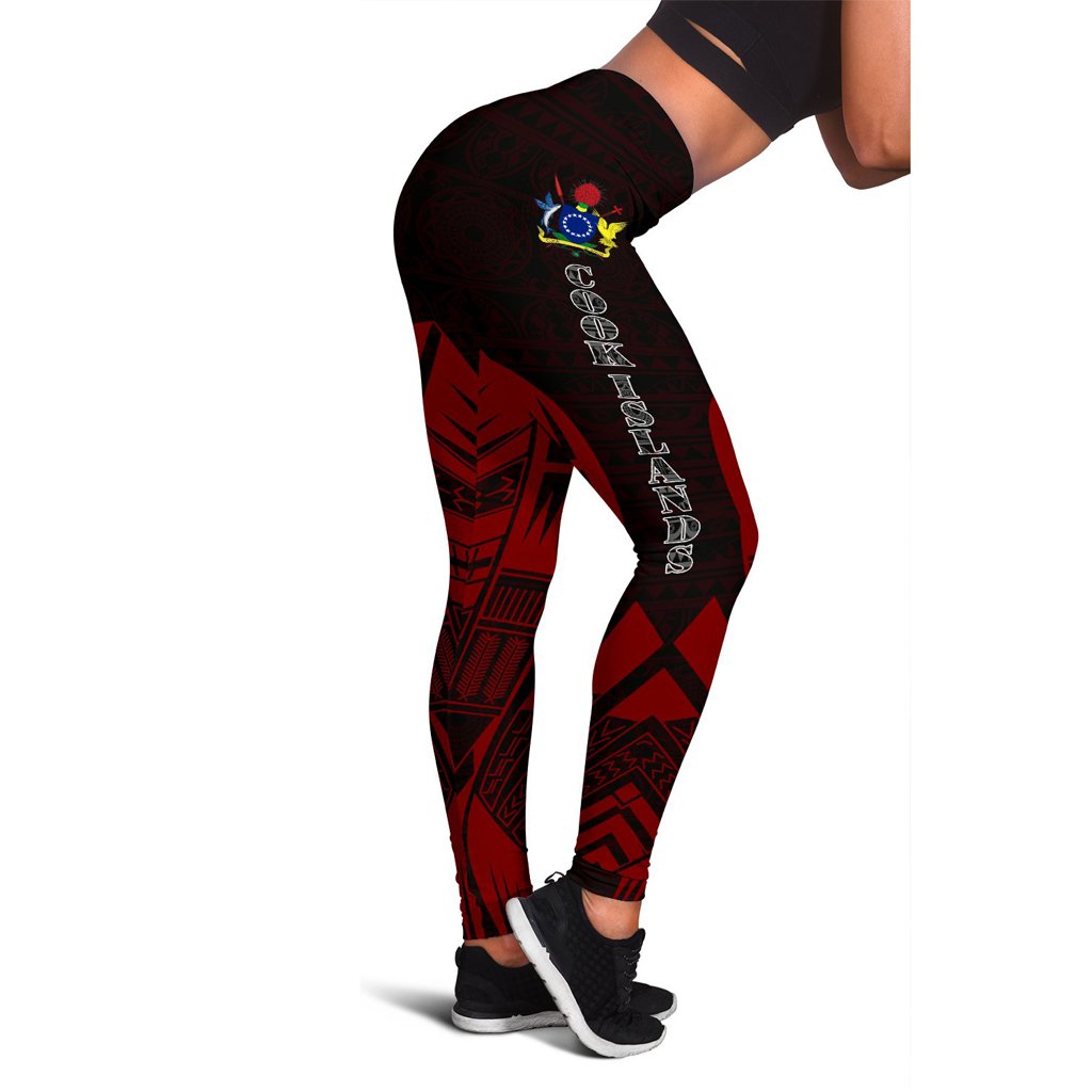 Cook Islands Polynesian Leggings - Polynesian Tattoo Red Version Red - Polynesian Pride