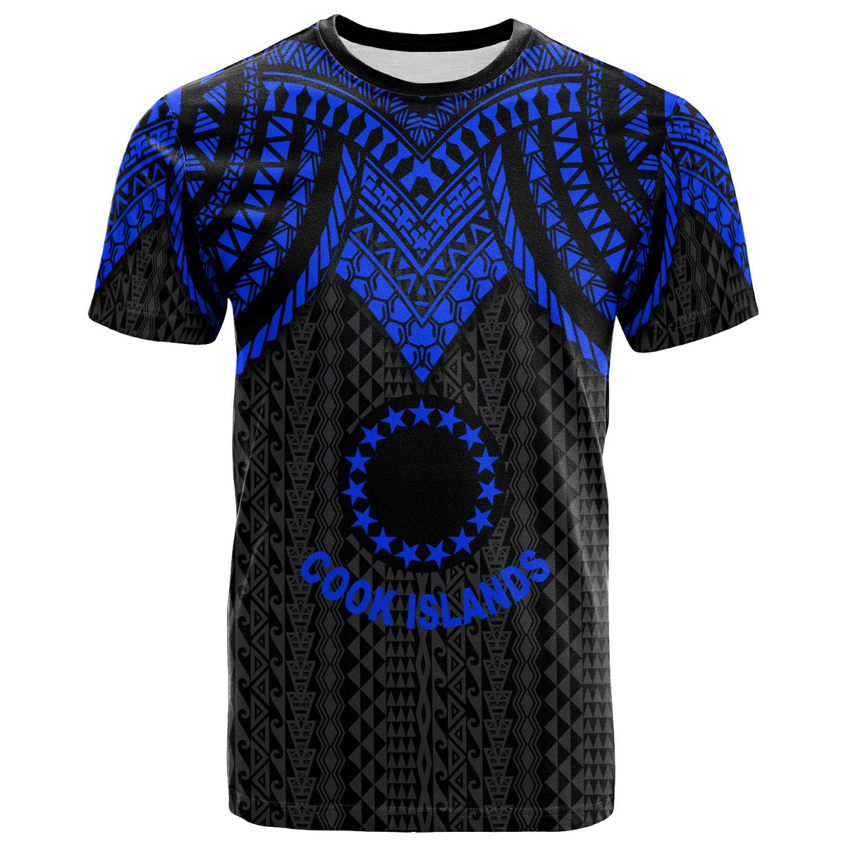 Cook Islands T Shirt Polynesian Armor Style Blue Unisex Blue - Polynesian Pride