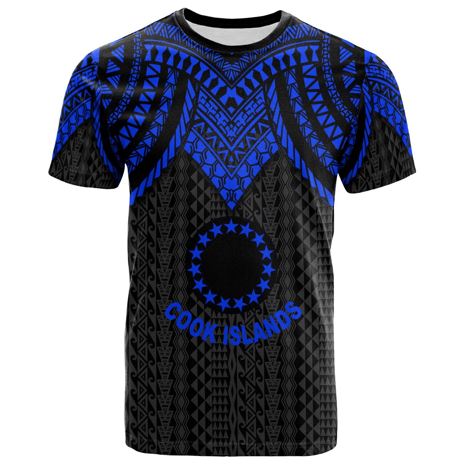Cook Islands T Shirt Polynesian Armor Style Blue Unisex Blue - Polynesian Pride