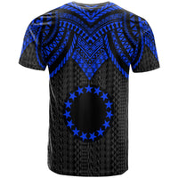 Cook Islands Custom T Shirt Polynesian Armor Style Blue - Polynesian Pride