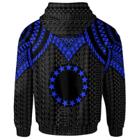 Cook islands Zip up Hoodie Polynesian Armor Style Blue - Polynesian Pride