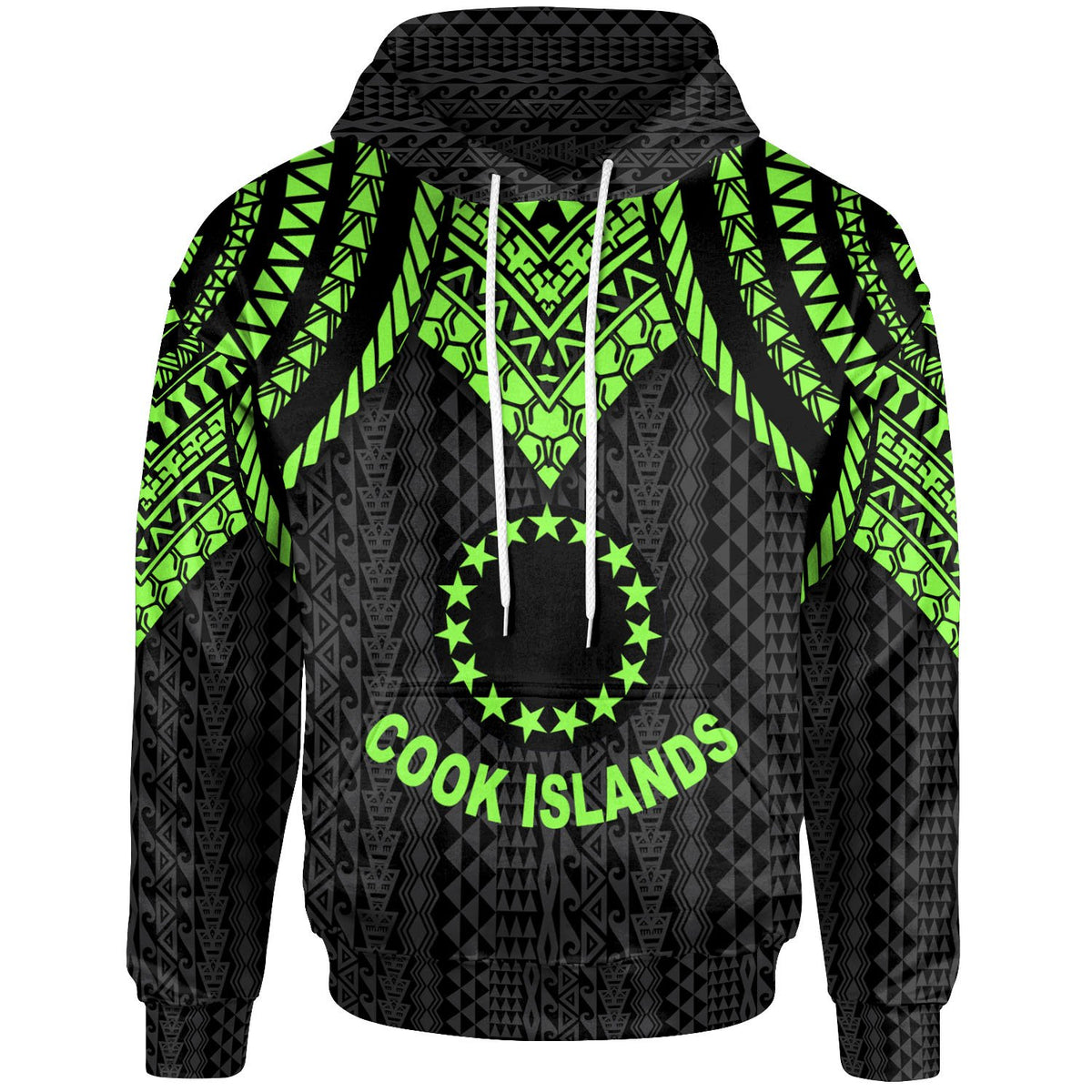 Cook islands Hoodie Polynesian Armor Style Green Green - Polynesian Pride