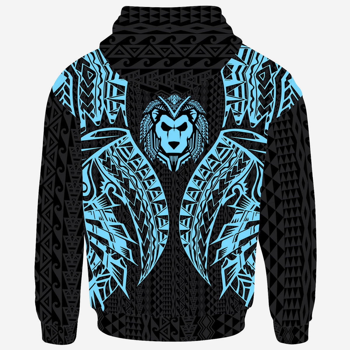 Cook Islands Zip up Hoodie Polynesian Lion Head Neon Style - Polynesian Pride