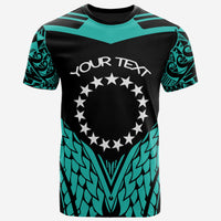 Cook Islands T Shirt Unique Eagle Feather Texture Black Blue Unisex Black Blue - Polynesian Pride