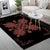 Hawaiian Quilt Maui Plant And Hibiscus Pattern Area Rug - Coral Black - AH - Polynesian Pride