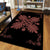 Hawaiian Quilt Maui Plant And Hibiscus Pattern Area Rug - Coral Black - AH - Polynesian Pride