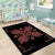 Hawaiian Quilt Maui Plant And Hibiscus Pattern Area Rug - Coral Black - AH - Polynesian Pride