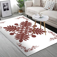 Hawaiian Quilt Maui Plant And Hibiscus Pattern Area Rug - Coral White - AH - Polynesian Pride