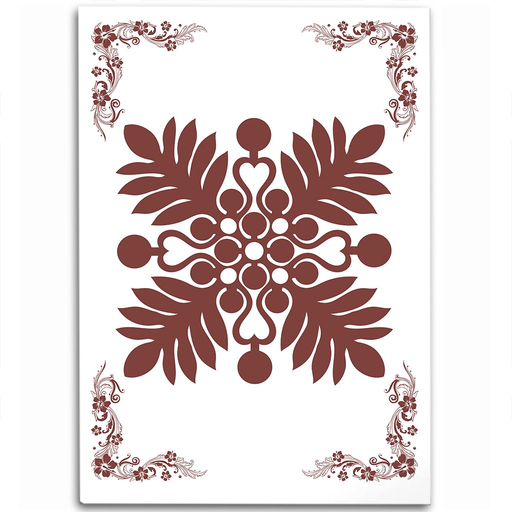Hawaiian Quilt Maui Plant And Hibiscus Pattern Area Rug - Coral White - AH Coral - Polynesian Pride