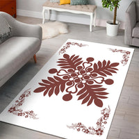 Hawaiian Quilt Maui Plant And Hibiscus Pattern Area Rug - Coral White - AH - Polynesian Pride