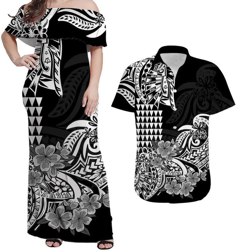 Hawaii Kakau Matching Dress and Hawaiian Shirt Polynesian Flower Triba -  Polynesian Pride