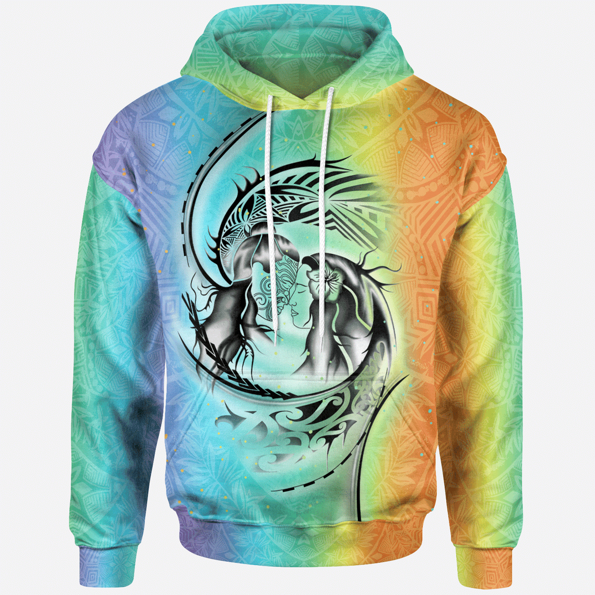 Polynesian Hoodie Couple Style Unisex Blue - Polynesian Pride