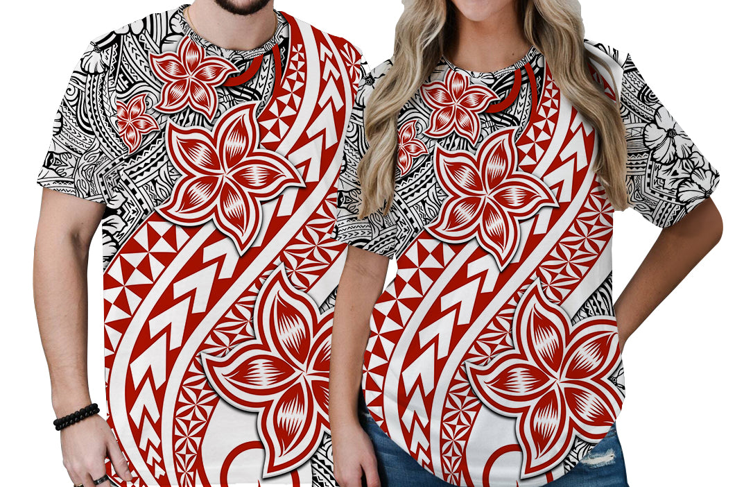Traditional Polynesian Tribal Tattoo Retro Couple T Shirt Red LT9 - Polynesian Pride