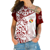 Tonga Personalised Cross Shoulder Shirt Emancipation Day Lion Style LT7 Female White - Polynesian Pride