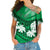 Personalised Fiji Day Cross Shoulder Shirt Flying Fijians Masi Kesa Style - Green LT7 Female Green - Polynesian Pride