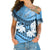 Personalised Fiji Day Cross Shoulder Shirt Flying Fijians Masi Kesa Style - Turquoise LT7 Female Turquoise - Polynesian Pride