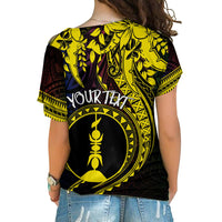 New Caledonia Personalised Cross Shoulder Shirt Kanaky Mix Plumeria LT7 - Polynesian Pride