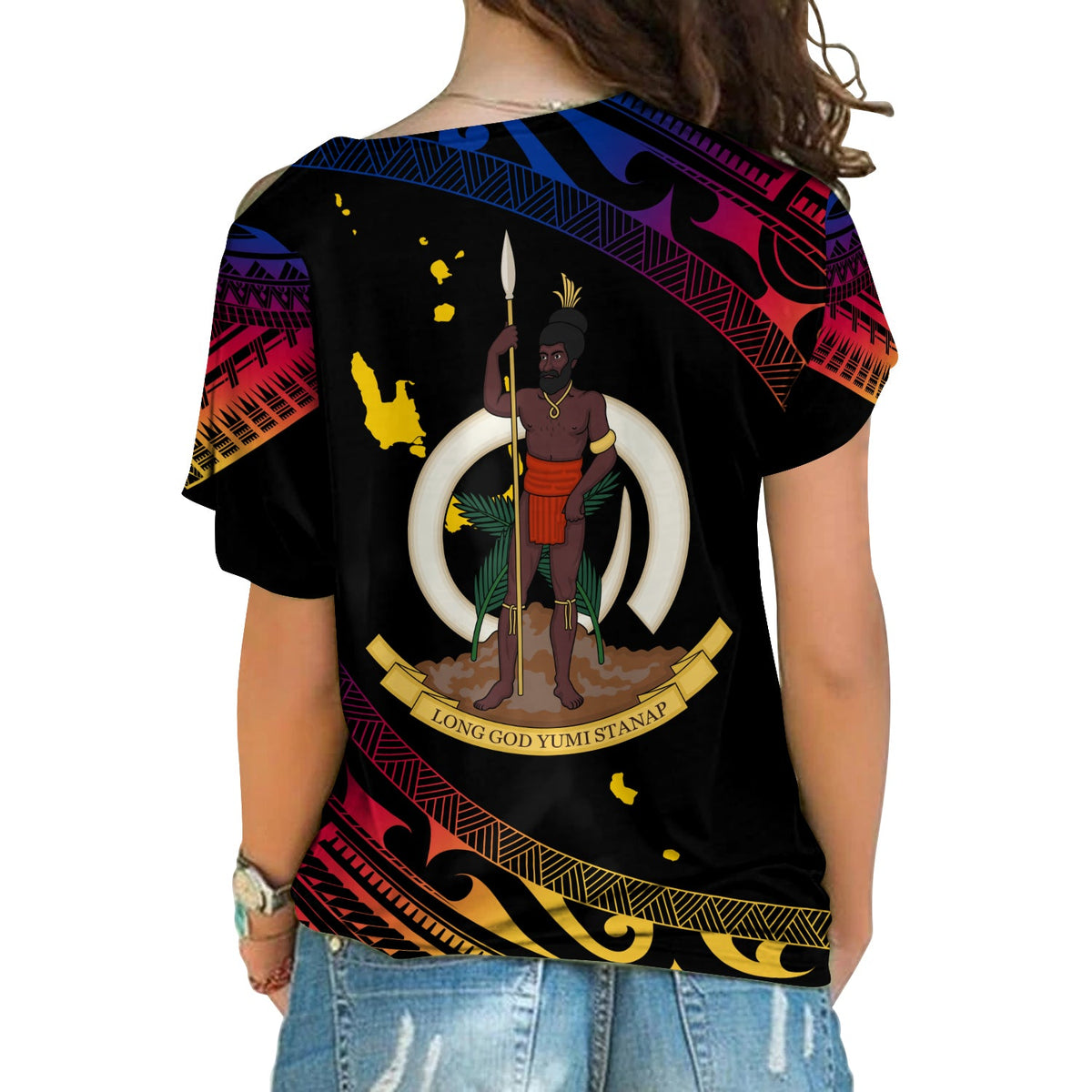 Vanuatu Proud To Be A Ni-Van - Polynesian Pattern Cross Shoulder Shirt - Torba Province LT7 - Polynesian Pride