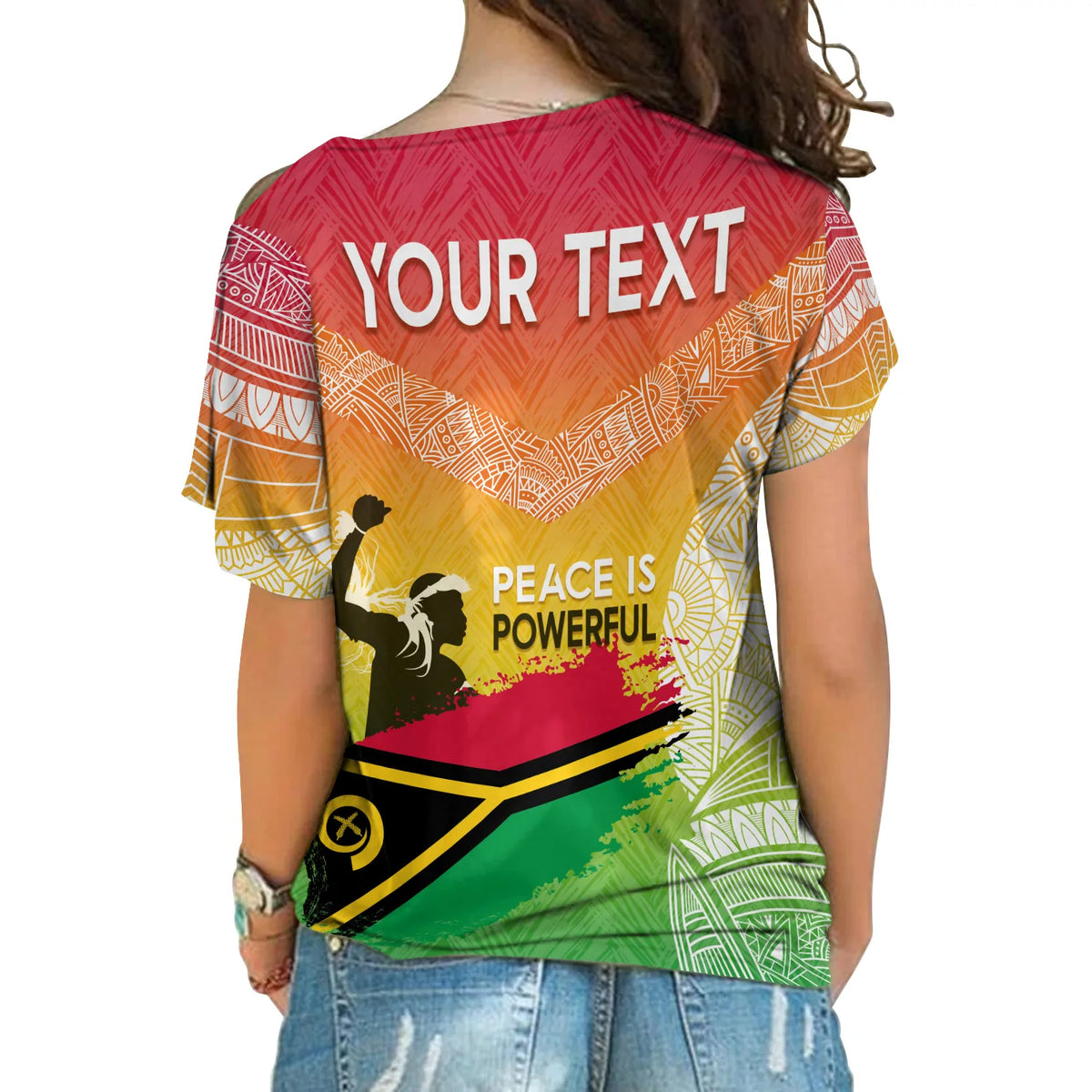 Vanuatu Father Lini Quote Cross Shoulder Shirt Flag Style - White LT7 - Polynesian Pride